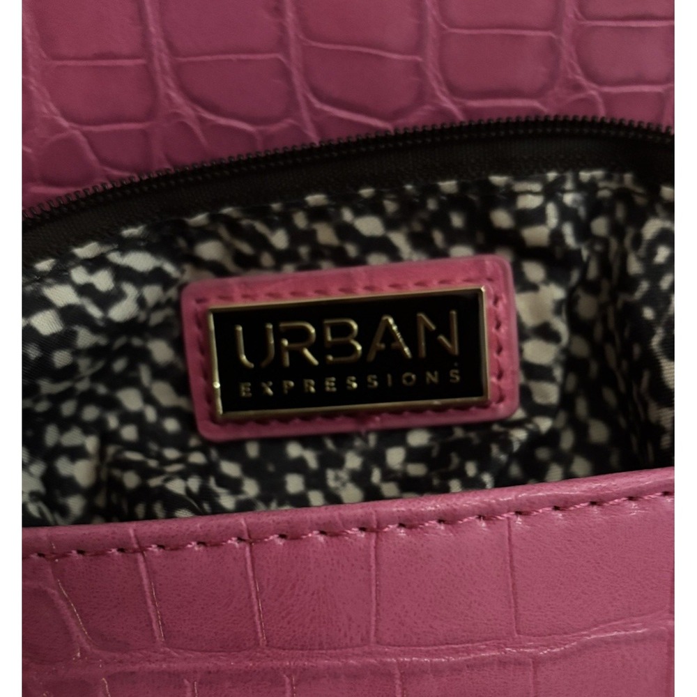 Urban Expressions Pink Croc Embossed Vegan Leather Crossbody Clutch Bag New - Picture 9 of 16